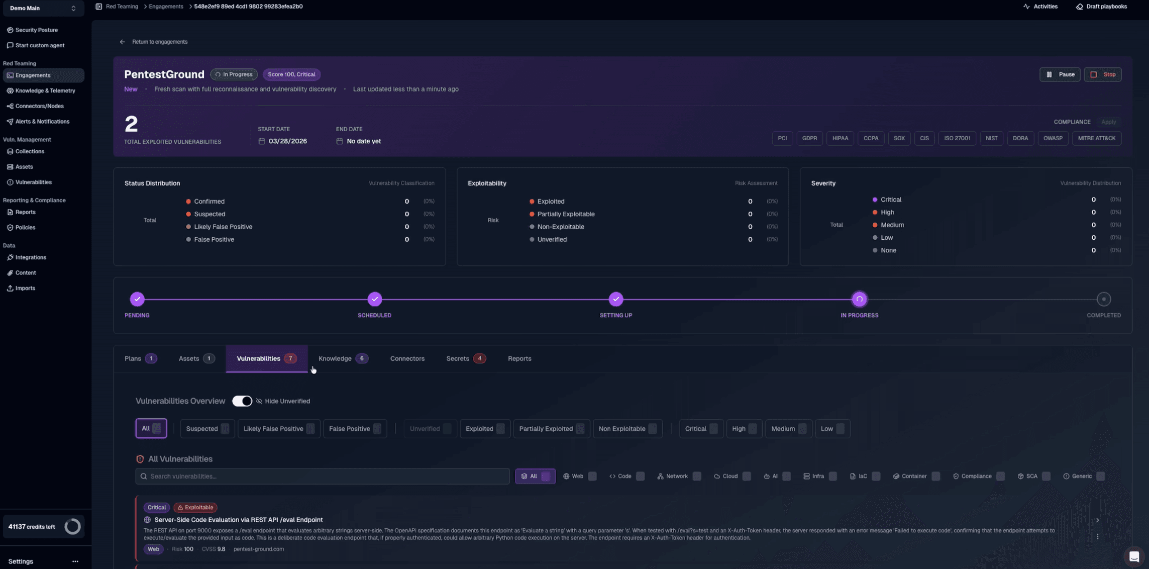 SpartanX Offense Platform Screenshot
